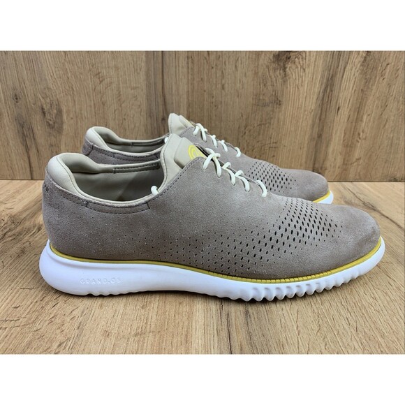 Cole Haan Men's 2.ZERØGRAND C35749 Taupe Brown Laser Wingtip Stucco Suede 11 M - Picture 2 of 14